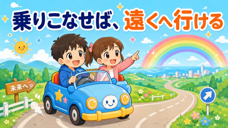 乗りこなせば遠くへ行ける AIを自動車にたとえたイメージ